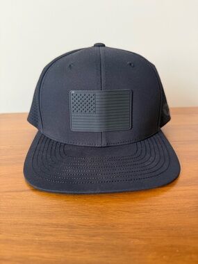 Branded Bills Men's Black Snapback Hat with Tonal Flag Patch